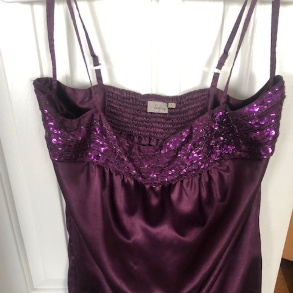 Daytrip Purple Summer Top with sequence band at the top. Size is a Large.